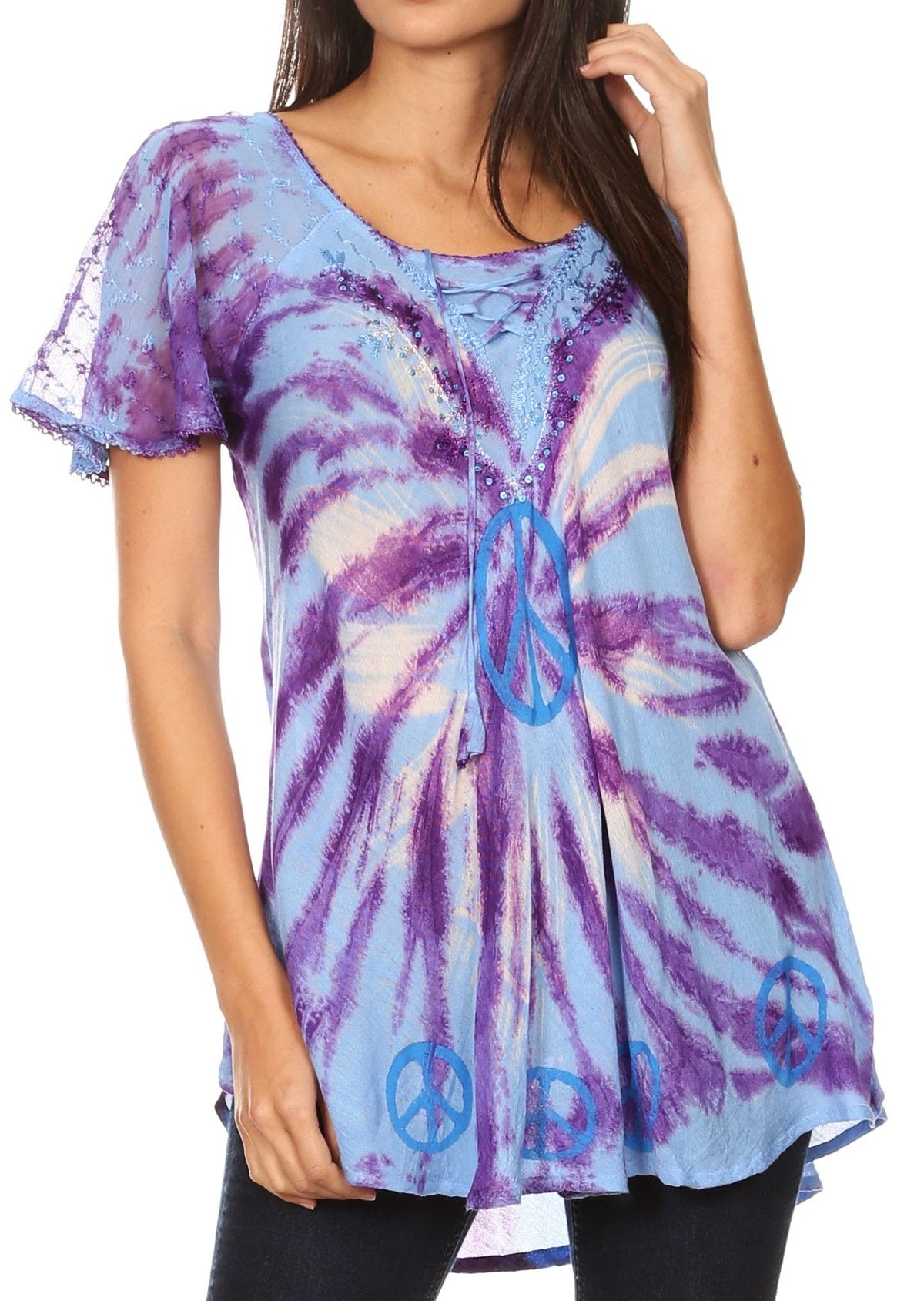 Women's Loose Scoop-Neck Short Sleeve Blouse