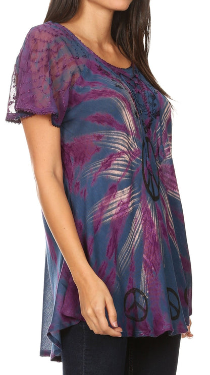 Women's Loose Scoop-Neck Short Sleeve Blouse