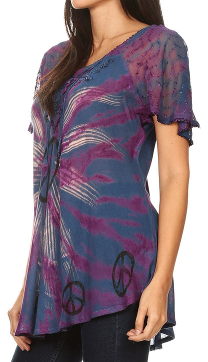 Women's Loose Scoop-Neck Short Sleeve Blouse