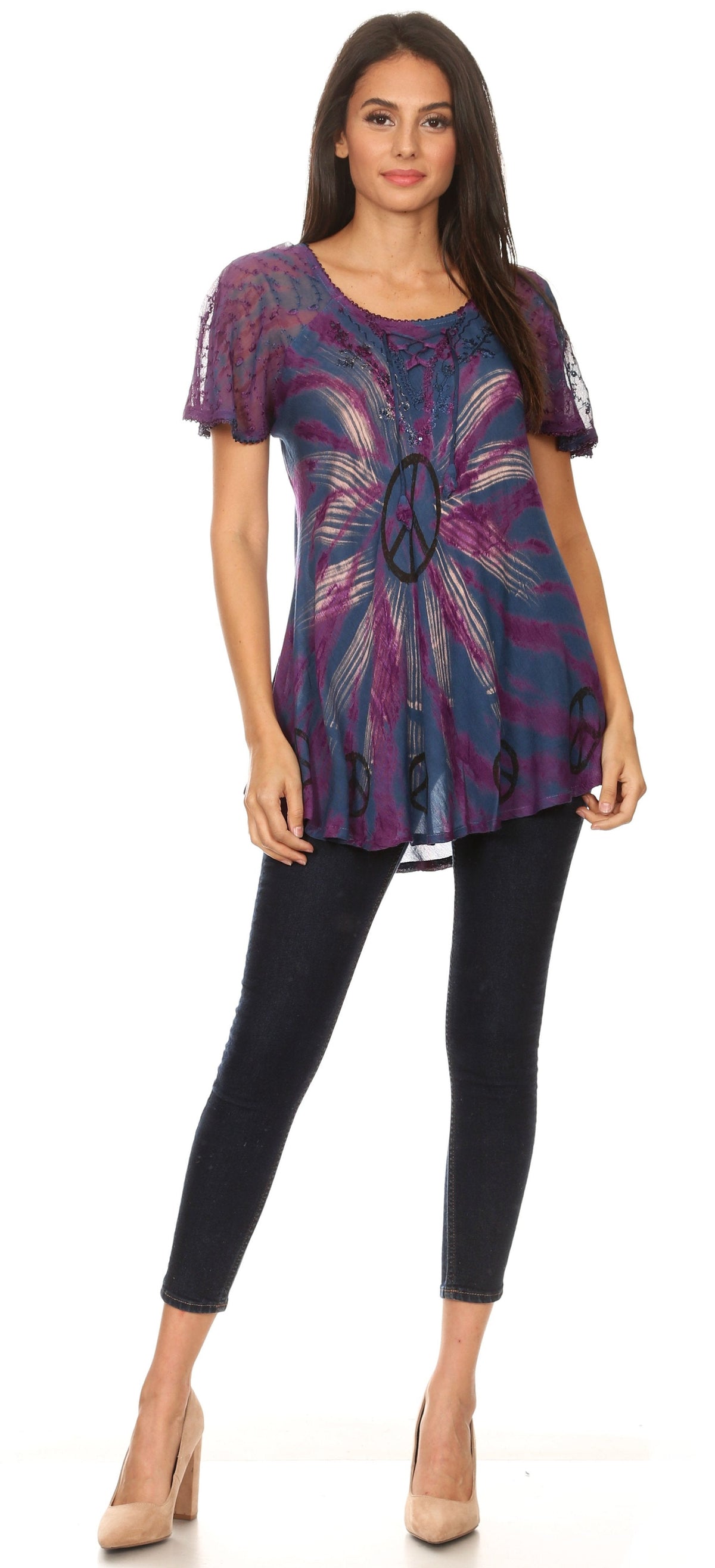 Women's Loose Scoop-Neck Short Sleeve Blouse
