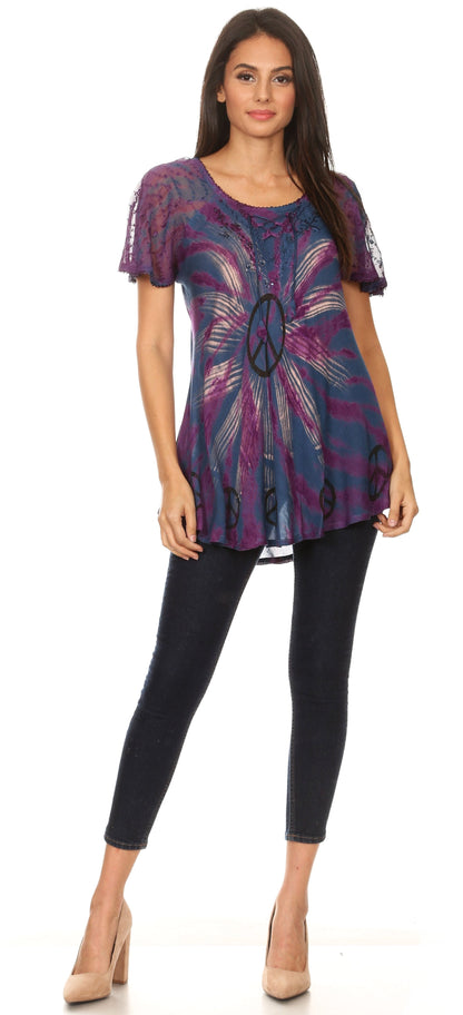 Women's Loose Scoop-Neck Short Sleeve Blouse