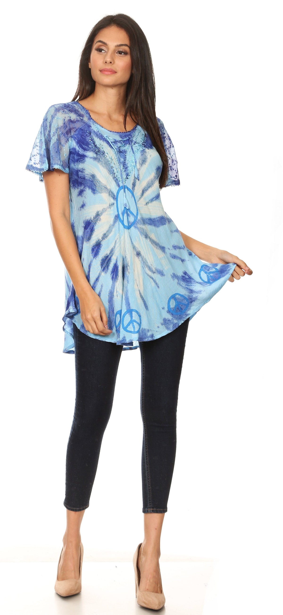 Women's Loose Scoop-Neck Short Sleeve Blouse