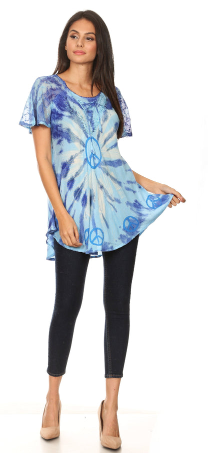 Women's Loose Scoop-Neck Short Sleeve Blouse