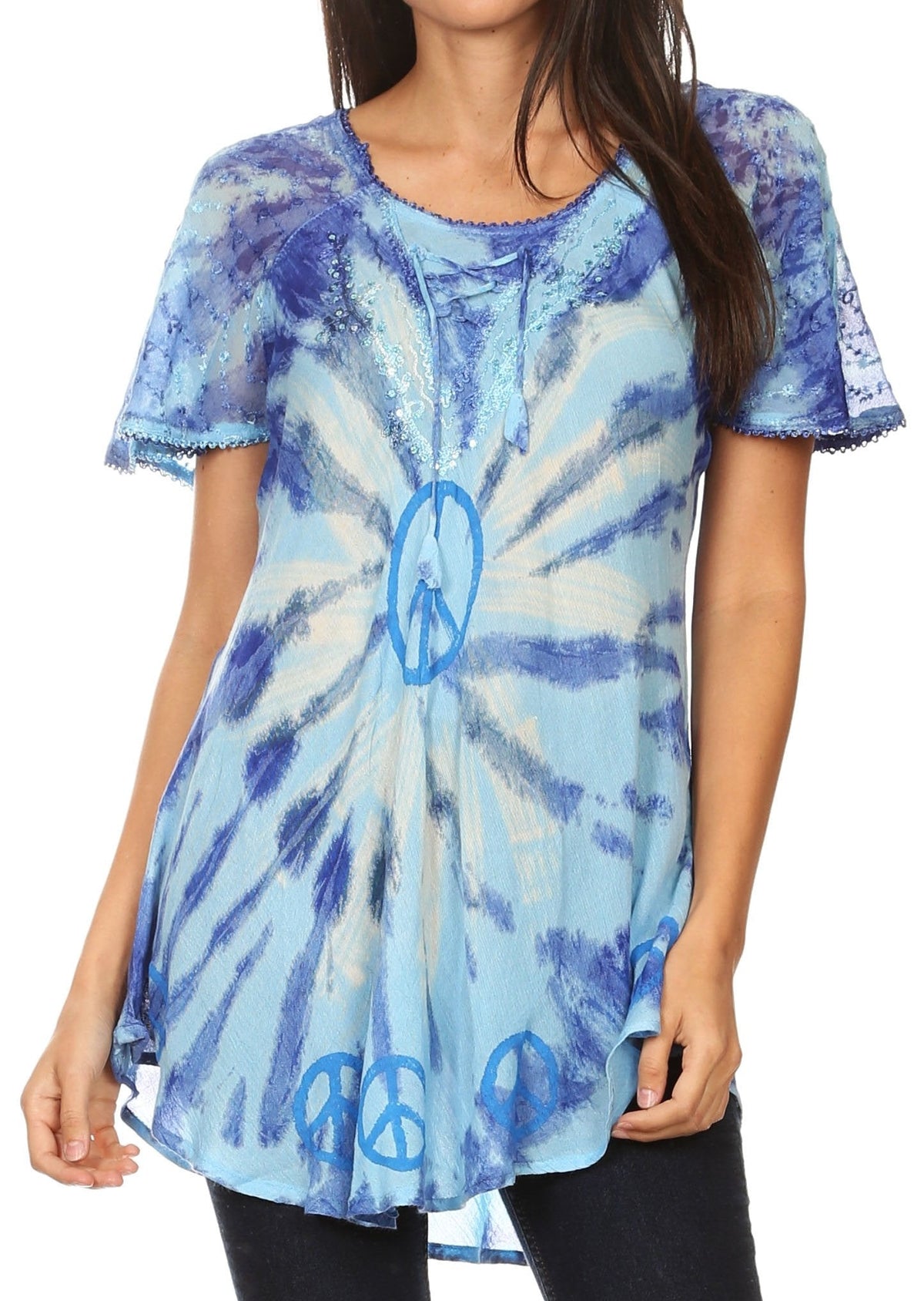Women's Loose Scoop-Neck Short Sleeve Blouse