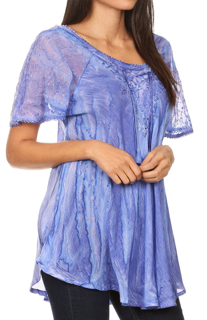 Women's Loose Scoop-Neck Short Sleeve Blouse