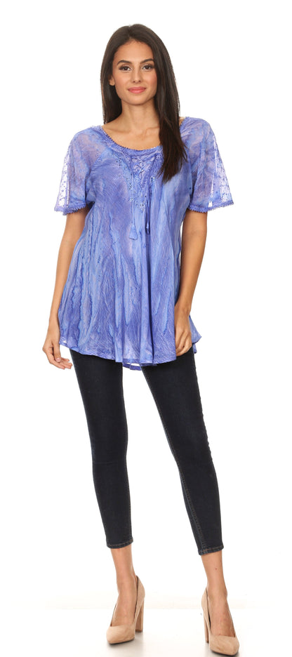 Women's Loose Scoop-Neck Short Sleeve Blouse