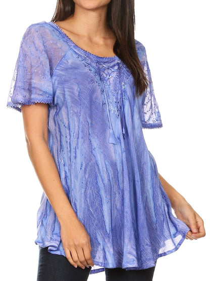 Women's Loose Scoop-Neck Short Sleeve Blouse