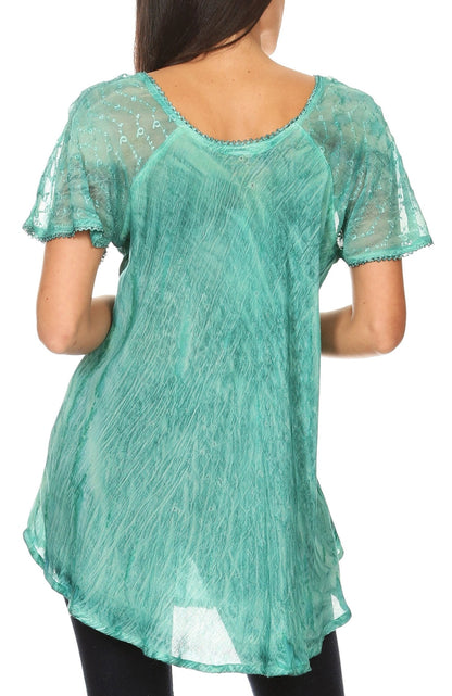 Women's Loose Scoop-Neck Short Sleeve Blouse