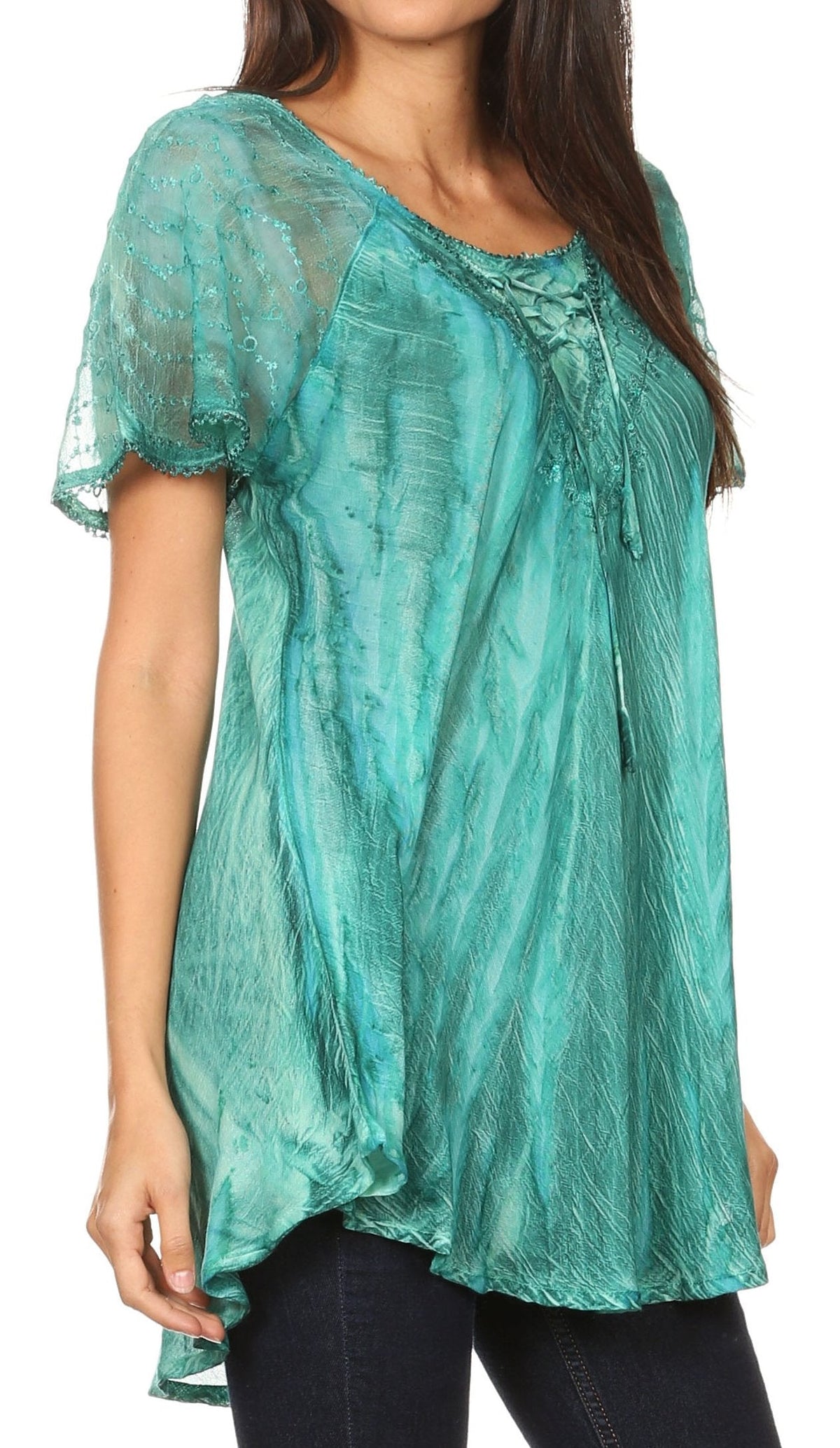 Women's Loose Scoop-Neck Short Sleeve Blouse