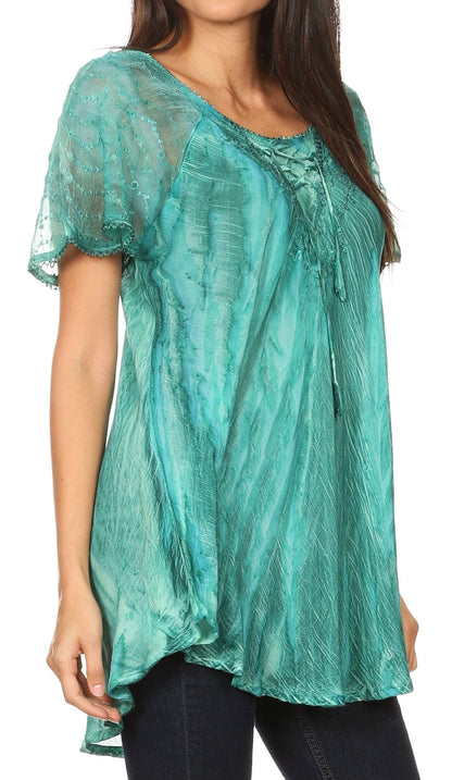 Women's Loose Scoop-Neck Short Sleeve Blouse