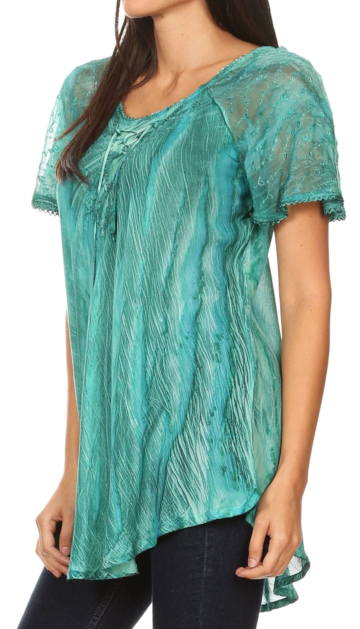 Women's Loose Scoop-Neck Short Sleeve Blouse