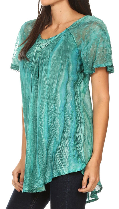 Women's Loose Scoop-Neck Short Sleeve Blouse