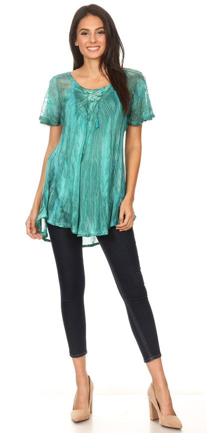 Women's Loose Scoop-Neck Short Sleeve Blouse