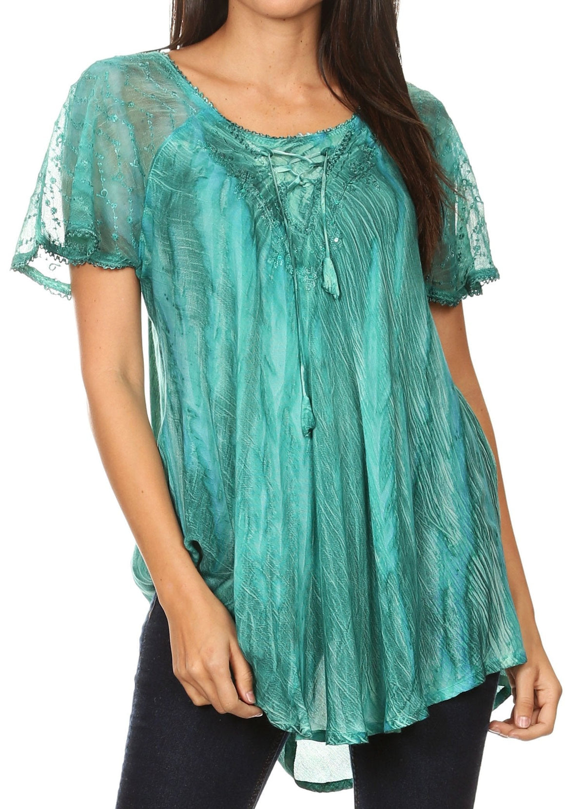 Women's Loose Scoop-Neck Short Sleeve Blouse