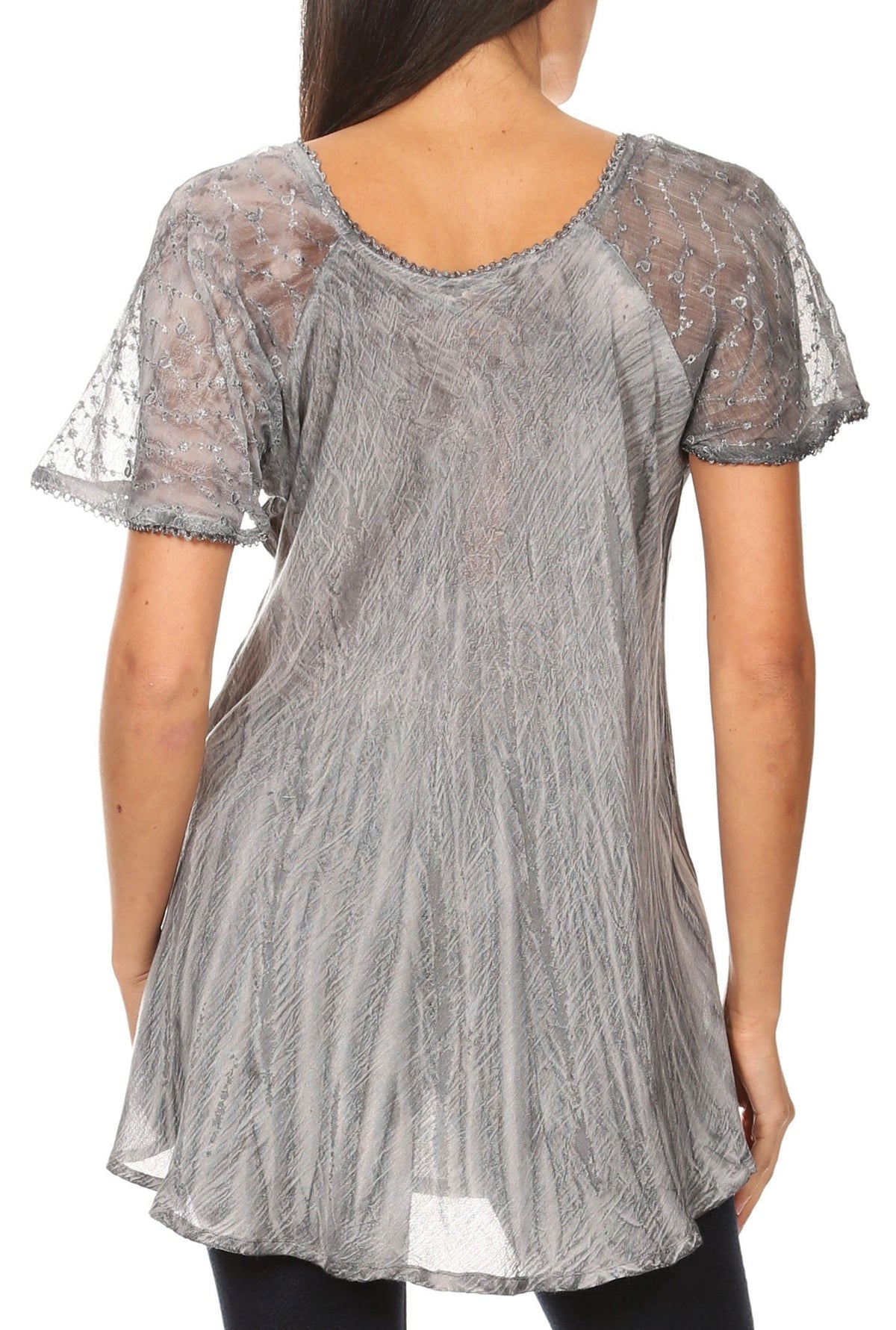 Women's Loose Scoop-Neck Short Sleeve Blouse