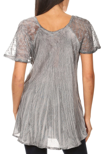 Women's Loose Scoop-Neck Short Sleeve Blouse