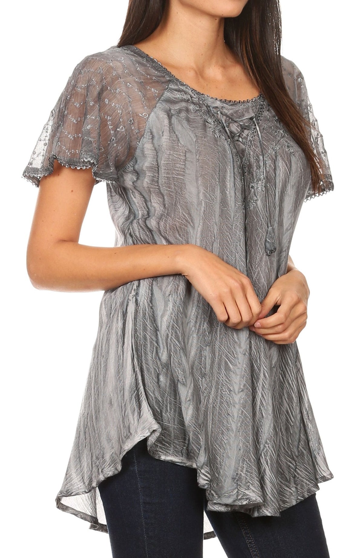 Women's Loose Scoop-Neck Short Sleeve Blouse