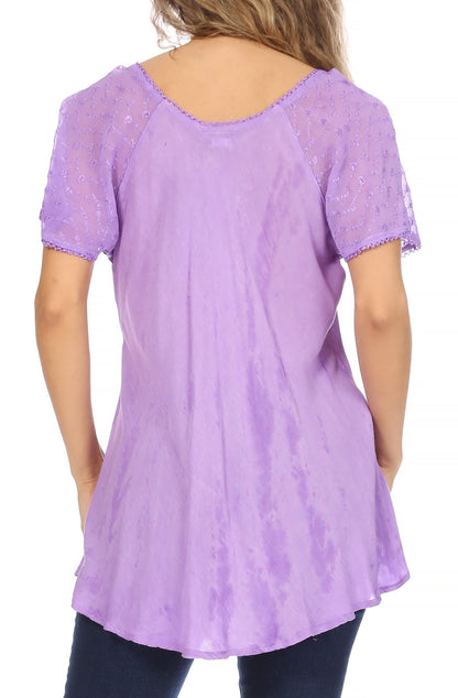 Women's Loose Scoop-Neck Short Sleeve Blouse