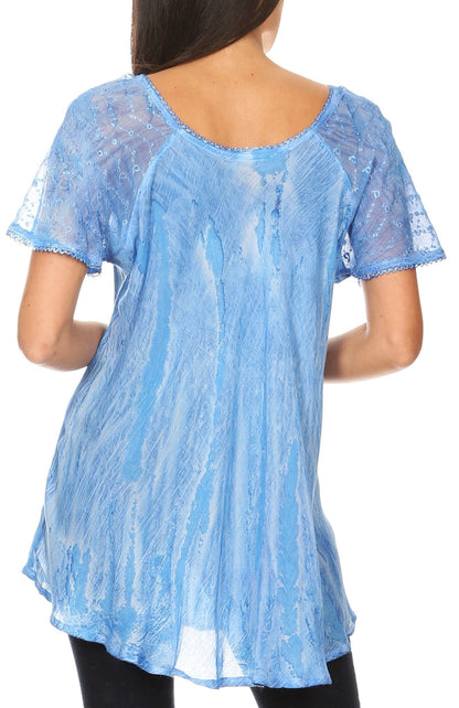 Women's Loose Scoop-Neck Short Sleeve Blouse