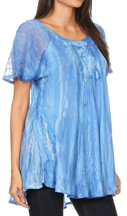 Women's Loose Scoop-Neck Short Sleeve Blouse