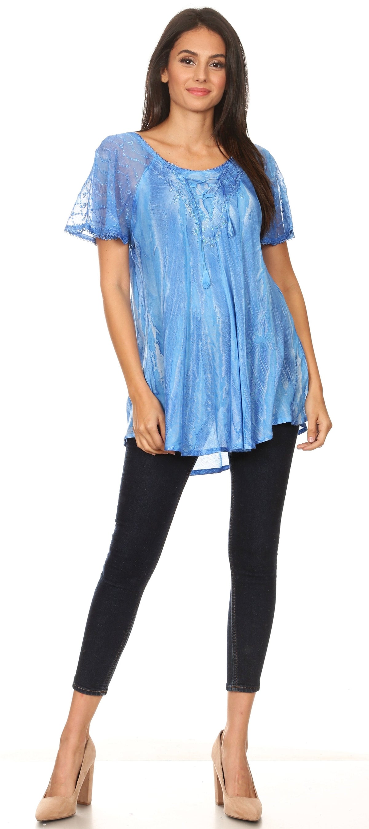 Women's Loose Scoop-Neck Short Sleeve Blouse