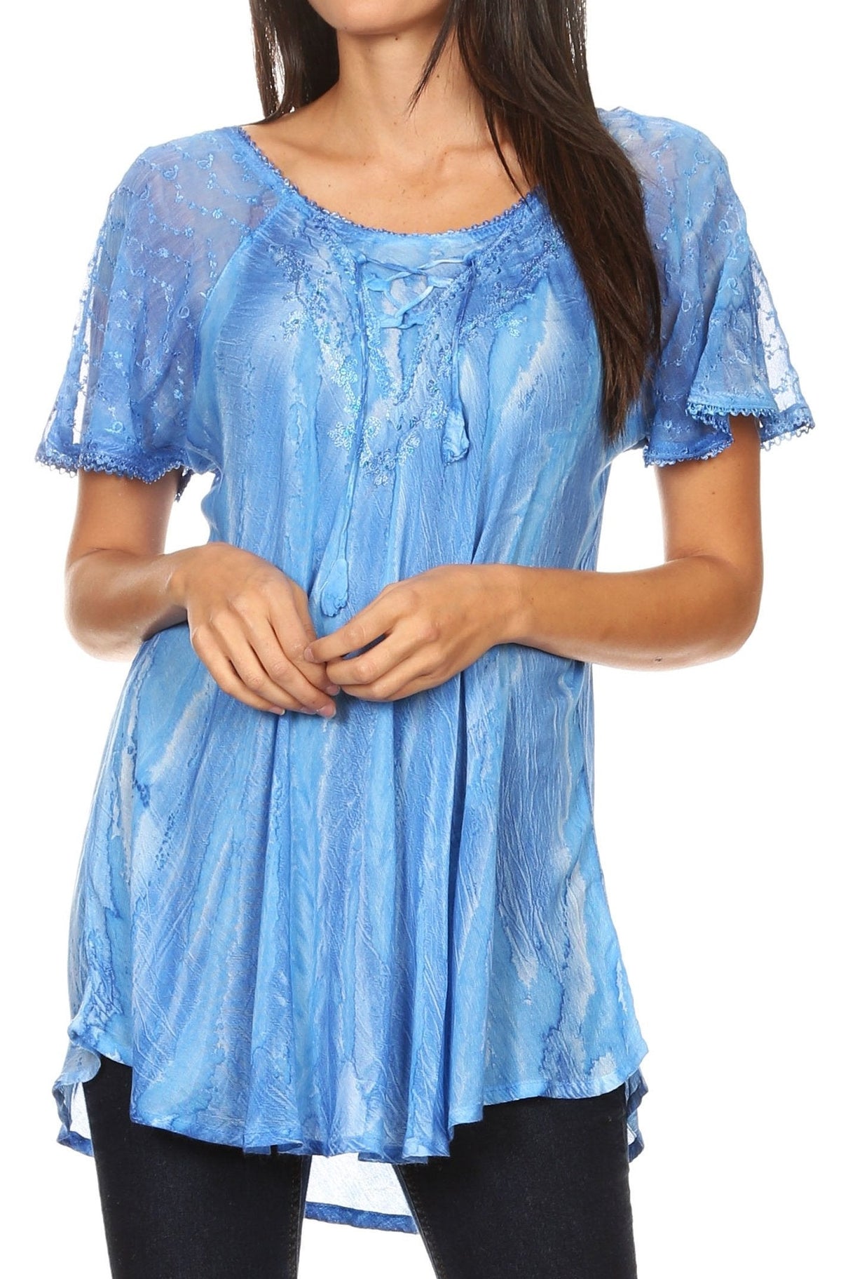 Women's Loose Scoop-Neck Short Sleeve Blouse