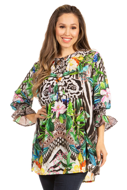 Floral Swing Tunic Blouse