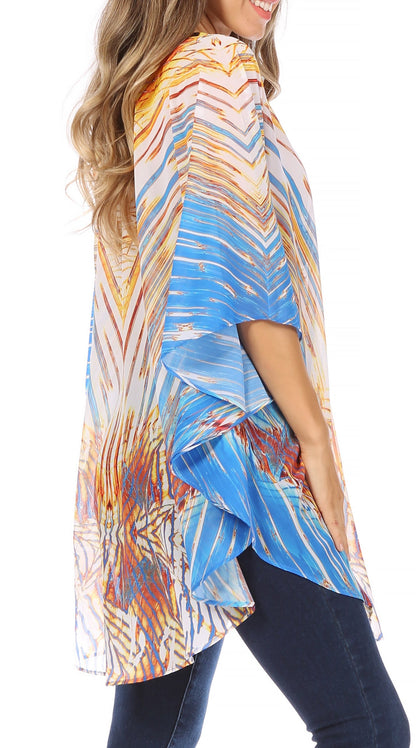 Printed Tie-Neck Circle Blouse