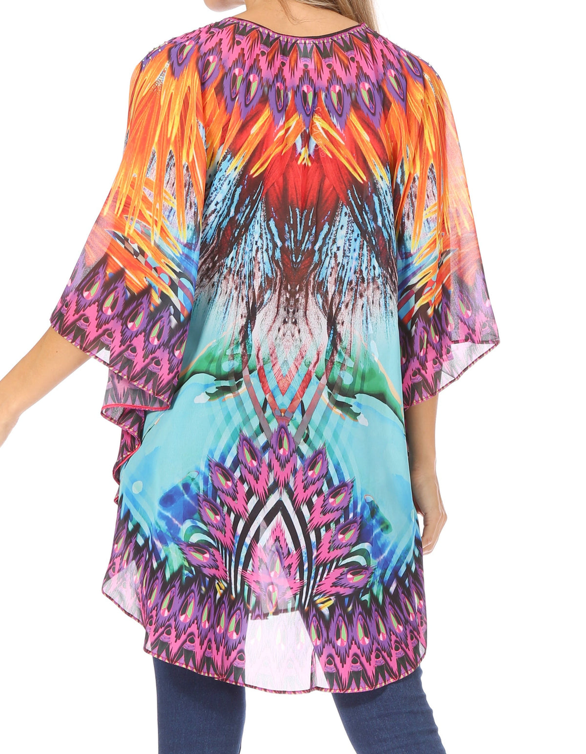 Printed Tie-Neck Circle Blouse