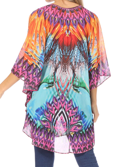 Printed Tie-Neck Circle Blouse