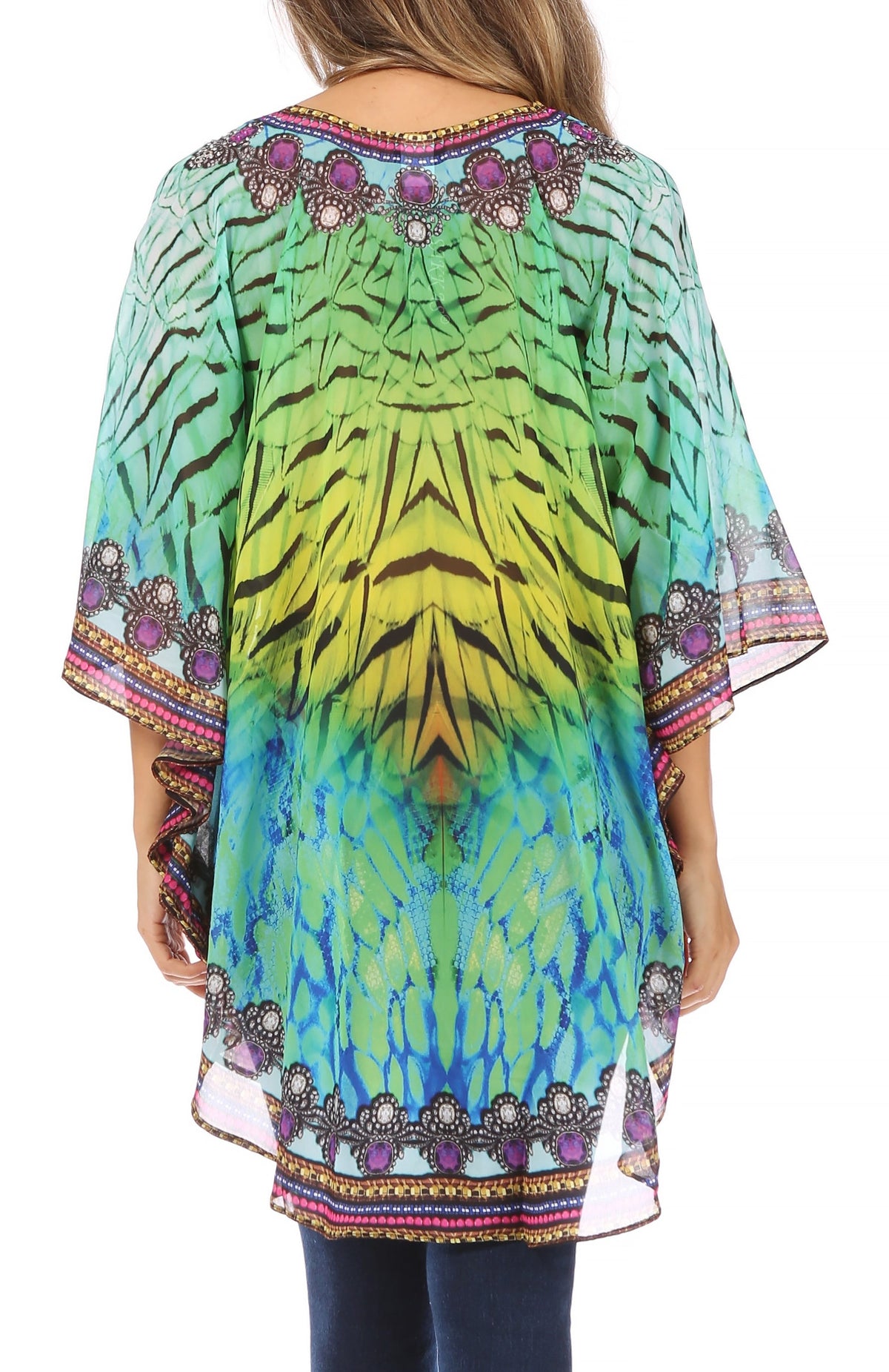 Printed Tie-Neck Circle Blouse