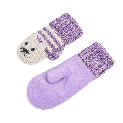 Kids' Kitty Cat Stripe Knit Mittens, Fleece Lined