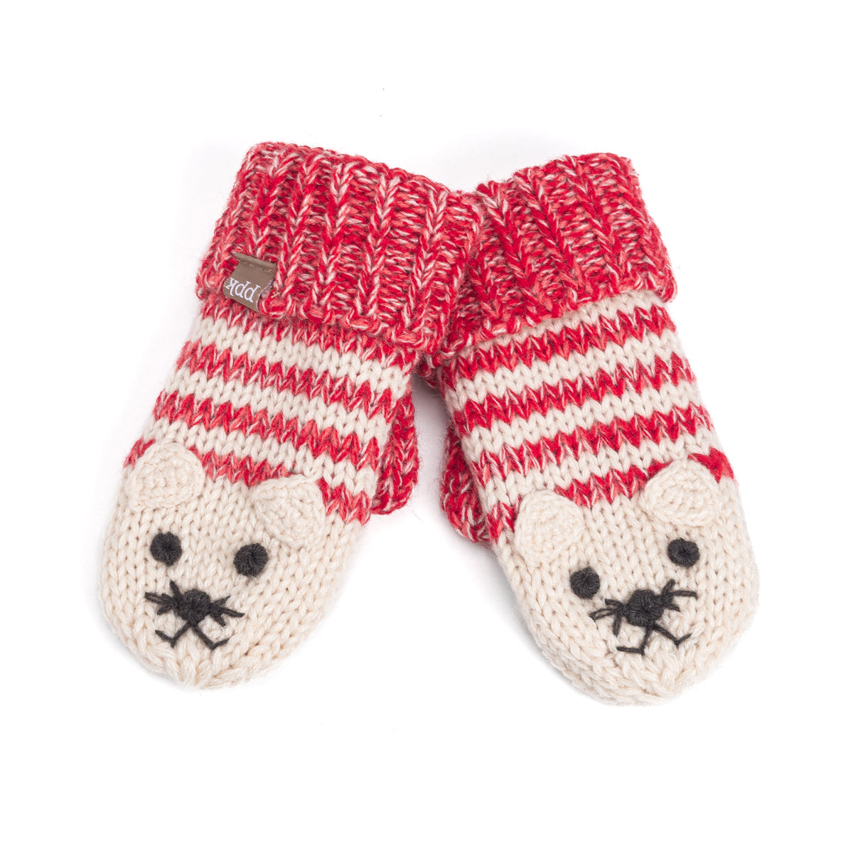 Kids' Kitty Cat Stripe Knit Mittens, Fleece Lined