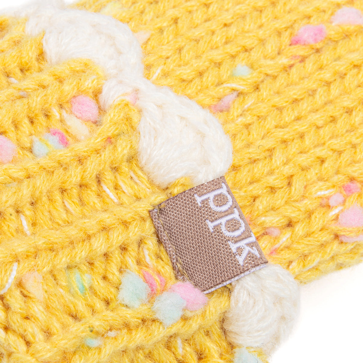 Girls' Speckled Knit Mittens with Scalloped Lace Cuff, Fleece Lined