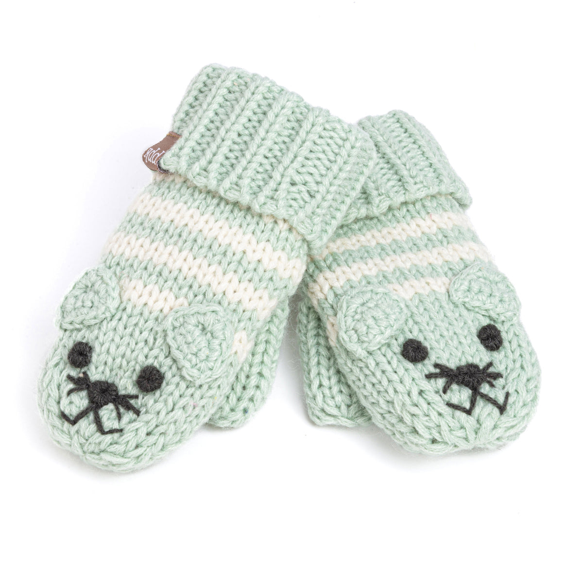 Kids' Kitty Cat Stripe Knit Mittens, Fleece Lined