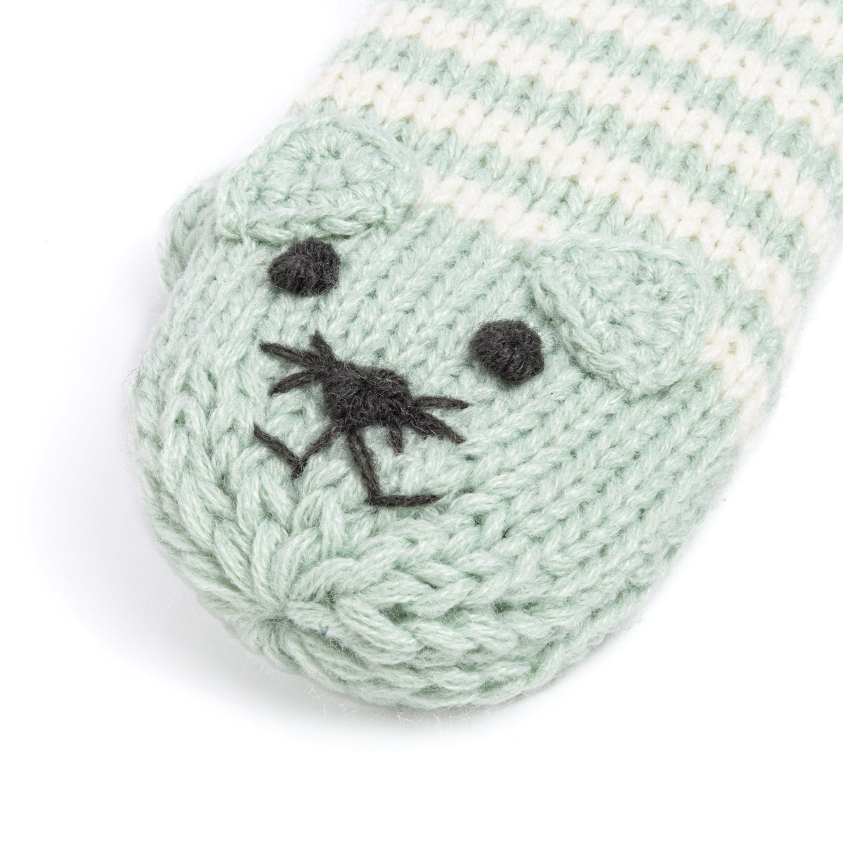 Kids' Kitty Cat Stripe Knit Mittens, Fleece Lined