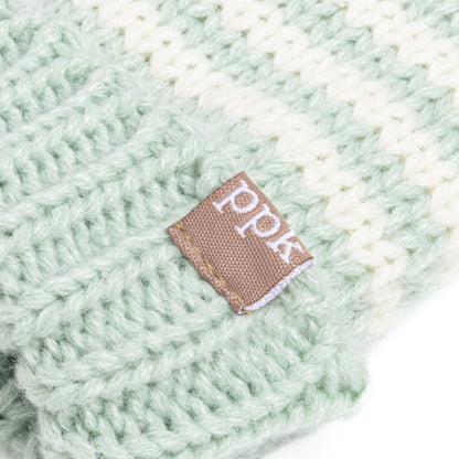 Kids' Kitty Cat Stripe Knit Mittens, Fleece Lined