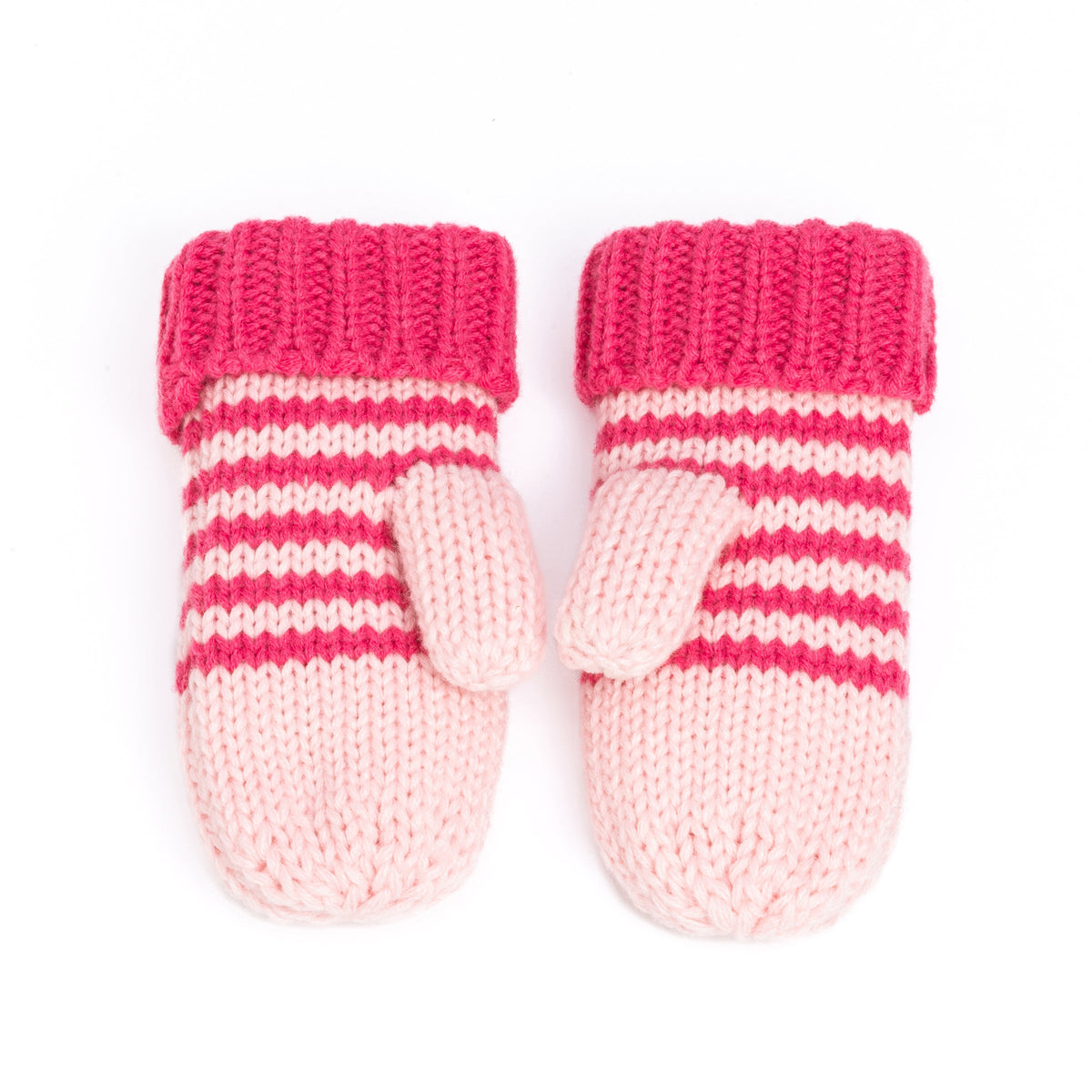 Kids' Kitty Cat Stripe Knit Mittens, Fleece Lined