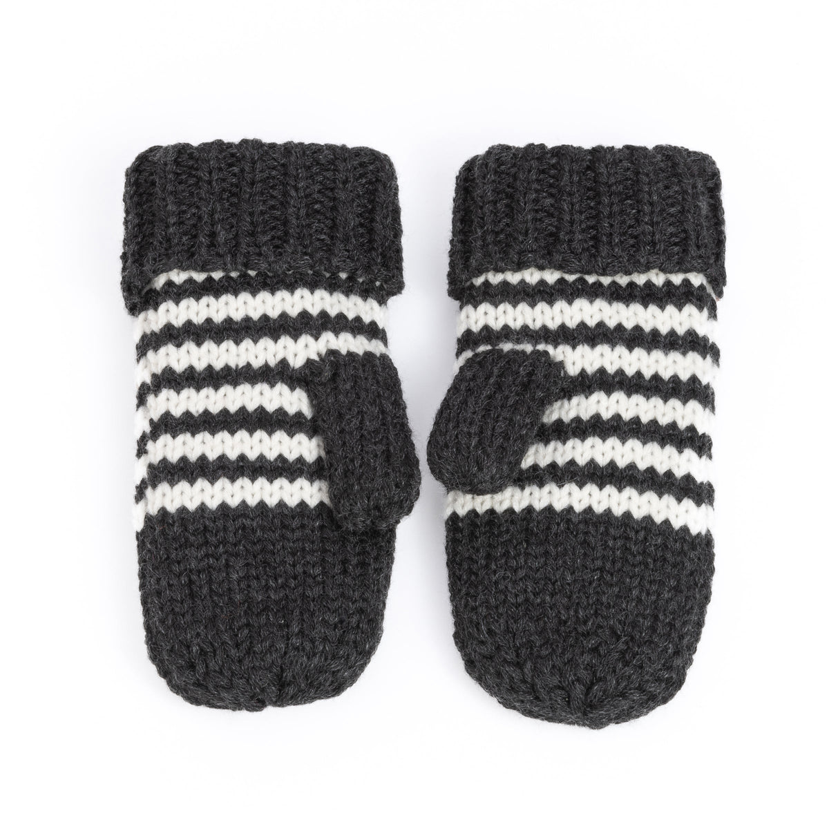 Kids' Kitty Cat Stripe Knit Mittens, Fleece Lined