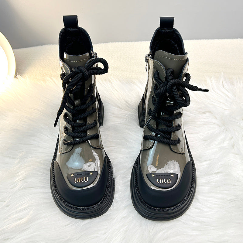 Women's Platform Fleece Biker Booties