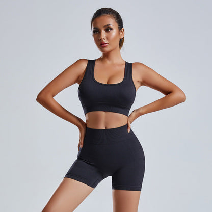 Women's 2-Piece Seamless Yoga Set – Vest & Shorts