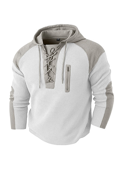 Men's Waffle-Weave Drawstring Hoodie