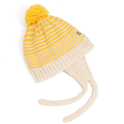 Kids' Earflap Knit Beanie with Ties, Fleece Lined