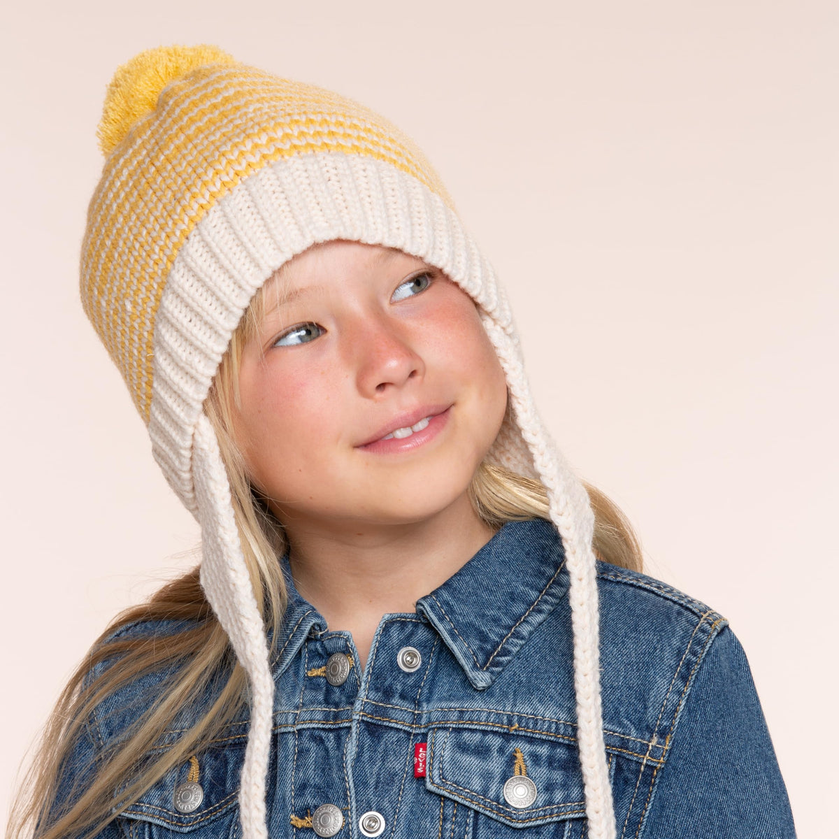 Kids' Earflap Knit Beanie with Ties, Fleece Lined