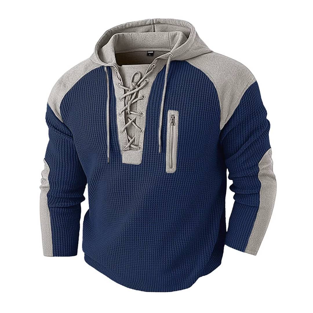 Men's Waffle-Weave Drawstring Hoodie