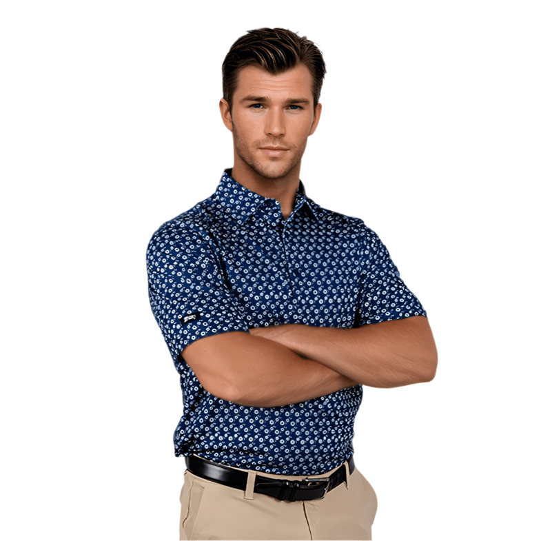 Men's Blue Floral Polo