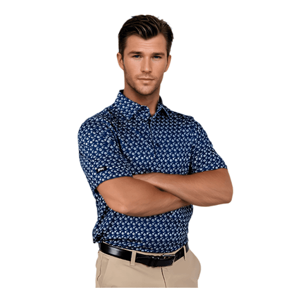 Men's Blue Floral Polo