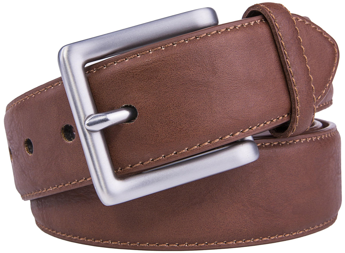 Bonded Leather Belt – Nickel Buckle (1.4 in)