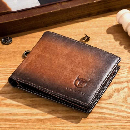 Men's Genuine Leather RFID Blocking Wallet, Vintage Finish