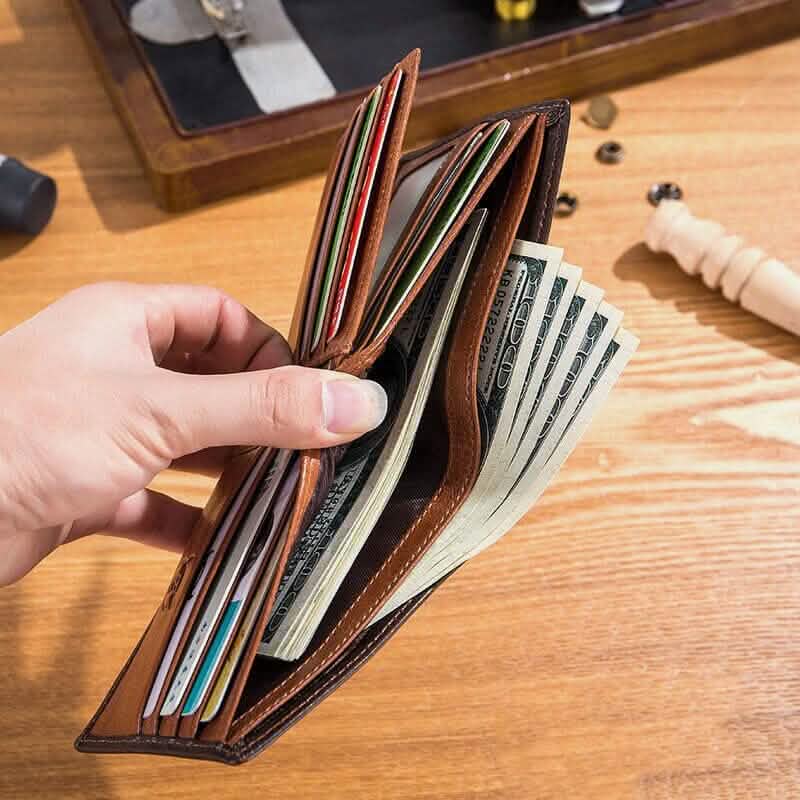 Men's Genuine Leather RFID Blocking Wallet, Vintage Finish